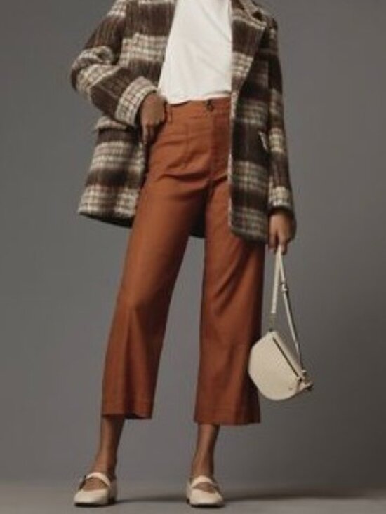 Maeve Pants - Maeve Anthropologie The Colette Cropped Wide Leg Linen Pants Brown Rust Size 29
